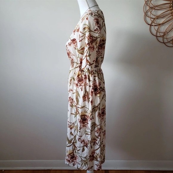 H&M Zara Mango Midi Floral Dress Summer Short 3/4 Sleeve - Picture 10 of 12
